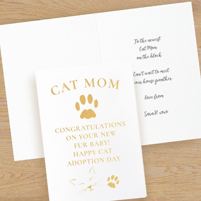 Congratulations Cat Adoption Foil Card (Congrats to the new cat mom on her recent addition to her new family!)