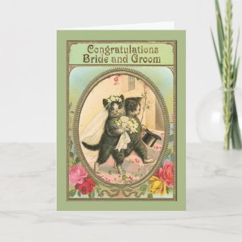 Congratulations Cat Bride And Groom Wedding Day Card by dbvisualarts at Zazzle