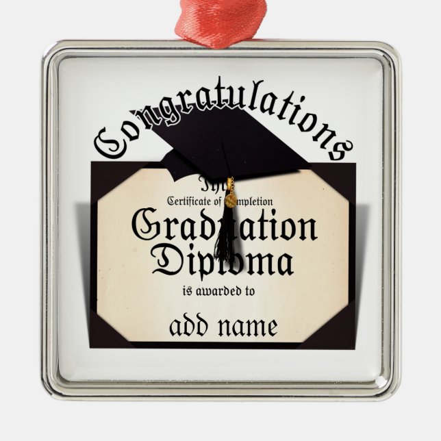 Congratulations! Certificate of Completion Diploma Metal Ornament (Front)
