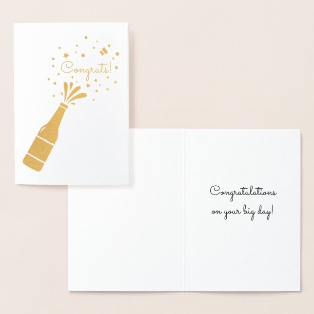 Congratulations Champagne Bottle Pop Gold Foil Card (Display)