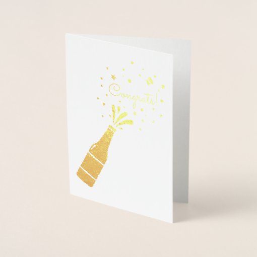 Congratulations Champagne Bottle Pop Gold Foil Foil Card | Zazzle