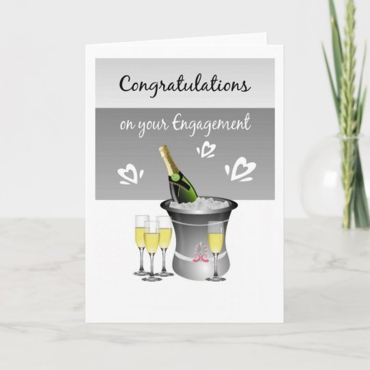 Congratulations Champagne Card For Engaged Couple | Zazzle.com