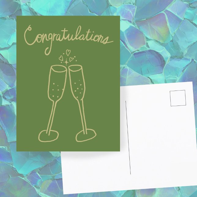 Congratulations Champagne Cheers Sketch Doodle  Postcard (Congratulations Champagne Cheers Engagement Wedding Anniversary Sketch Doodle Postcard
)