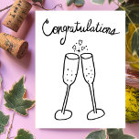 Congratulations Champagne Cheers Sketch Doodle  Postcard<br><div class="desc">Sweet drawing of two bubbly glasses to congratulate someone on their wedding or engagement! Click on “Personalize” above to edit the inside text to suit your needs. Then click "edit using design tool" to adjust the fonts, colors and placements. You can change the background color too or check my shop...</div>