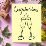 Congratulations Champagne Cheers Sketch Doodle  Postcard<br><div class="desc">Sweet drawing of two bubbly glasses to congratulate someone on their wedding or engagement! Click on “Personalize” above to edit the inside text to suit your needs. Then click "edit using design tool" to adjust the fonts, colors and placements. You can change the background color too or check my shop...</div>