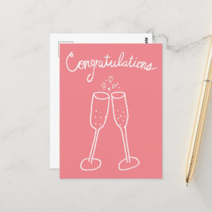 Congratulations Champagne Cheers Sketch Doodle  Postcard