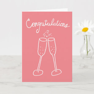 Congratulations Champagne Engagement Sketch Doodle Card
