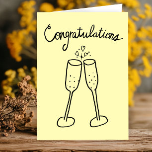Congratulations Champagne Engagement Sketch Doodle Card