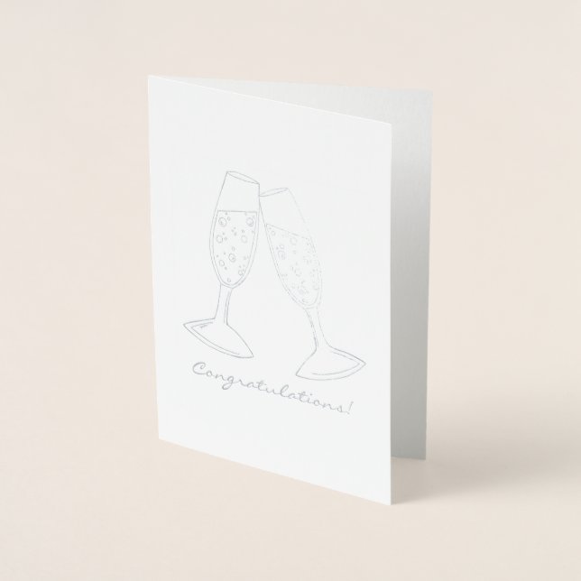 Congratulations Champagne Glass Wedding Bridal Foil Card (Front)