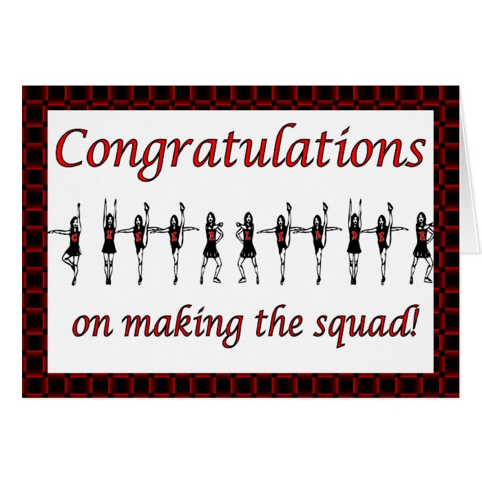 Congratulations Cheerleader squad cheer team Cards