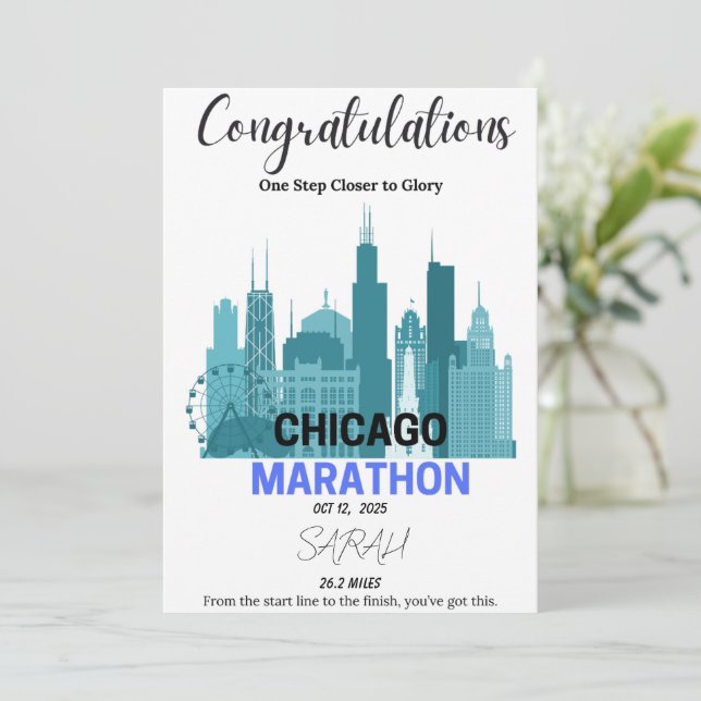 Congratulations Chicago Marathon 2025 Runner Gift Holiday Card (Standing Front)
