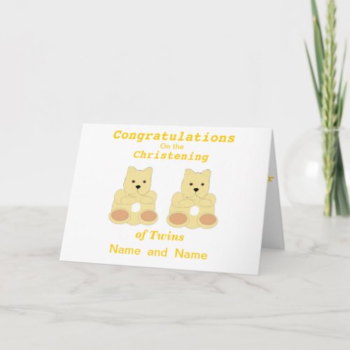 Congratulations Christening Twins add names Card