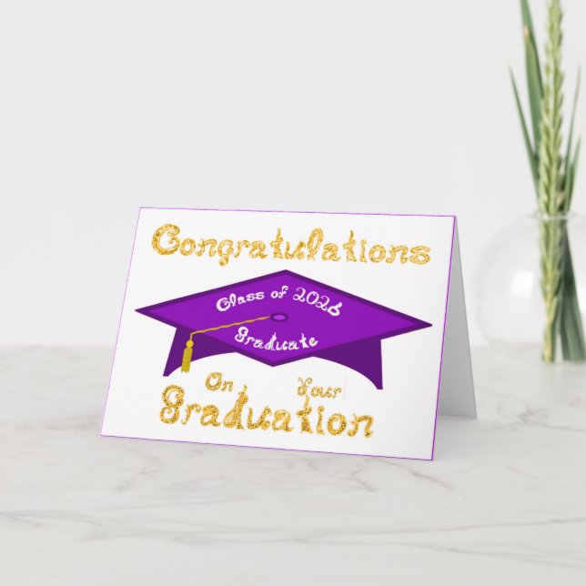 Congratulations Class 2026 Graduate Purple White Card (Front)