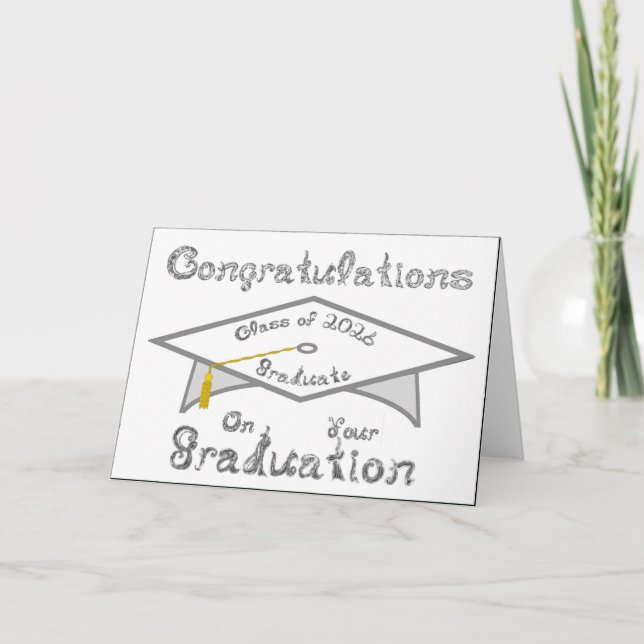 Congratulations Class 2026 Graduate White Silver Card (Front)