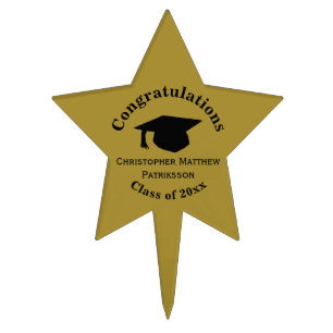 Congratulations, Class 20xx Graduation, Matte Gold Cake Topper