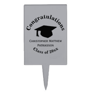 Congratulations, Class 20xx Graduation, Silver Cake Topper