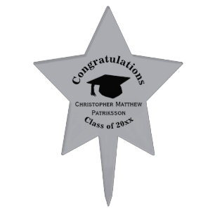 Congratulations, Class 20xx Graduation, Silver Cake Topper