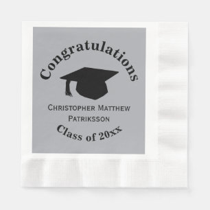 Congratulations, Class 20xx Graduation, Silver Napkins