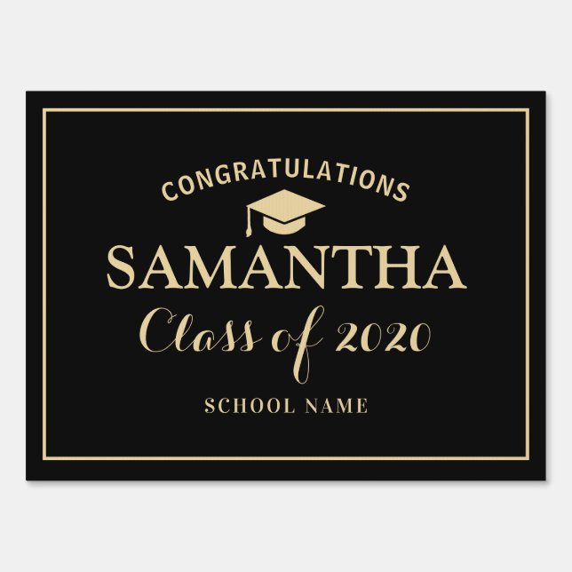 Congratulations Class of 2020 Graduation Black Sign (Front)