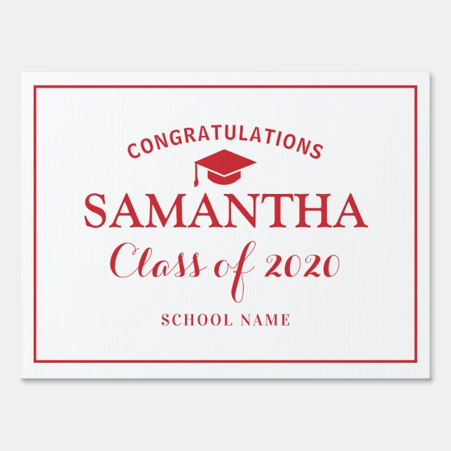 Congratulations Class of 2020 Graduation Red Sign (Front)