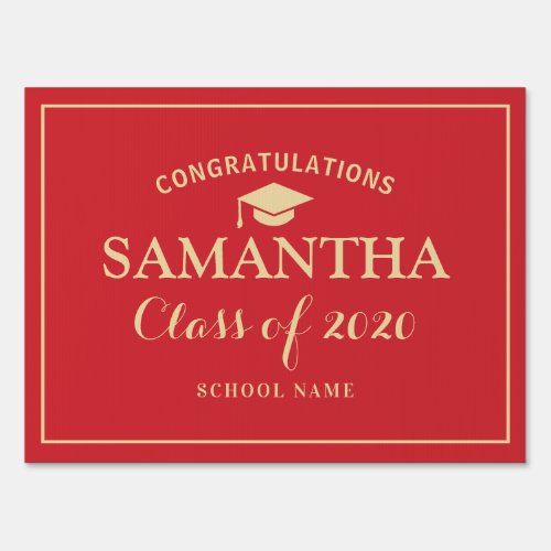 Congratulations Class of 2020 Graduation Scarlet Sign