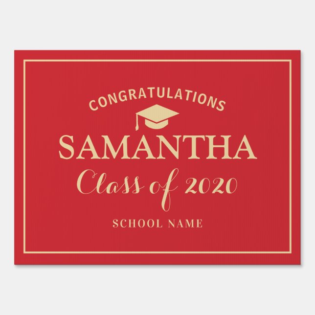 Congratulations Class of 2020 Graduation Scarlet Sign (Front)