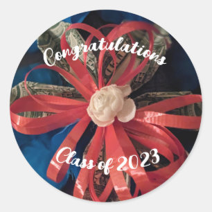 Congratulations Class of 2023 money sticker red 