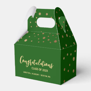 Congratulations class of 2024 Grad Green Gold Favor Boxes