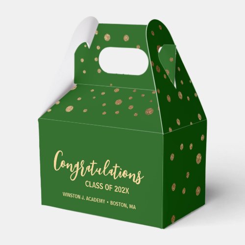 Congratulations class of 2024 Grad Green Gold Favor Boxes