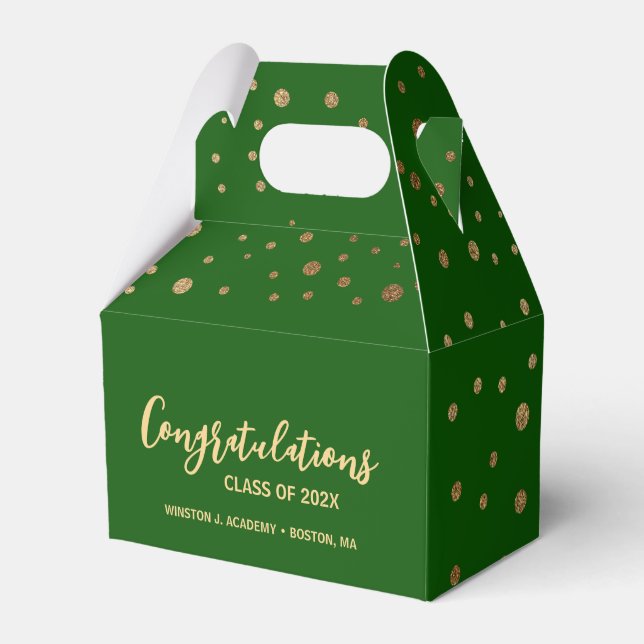Congratulations class of 2024 Grad Green Gold Favor Boxes (Front Side)