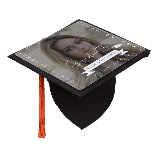 Congratulations Class of 2024 Graduate Cute Photo Graduation Cap Topper (Angled)