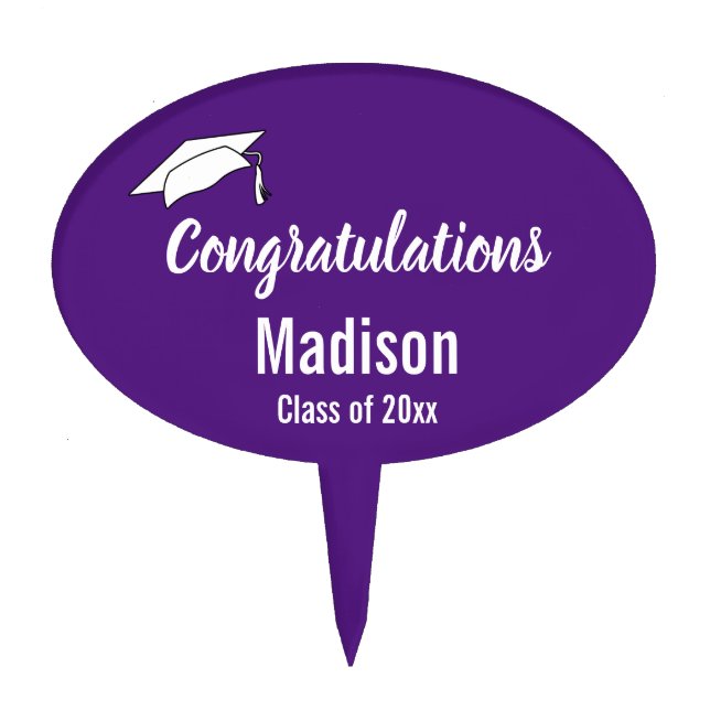 Congratulations Class of 2025 Purple Graduation Cake Topper (Front)