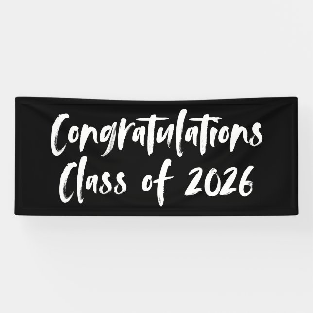 Congratulations Class of 2026 Black Graduation Banner (Horizontal)