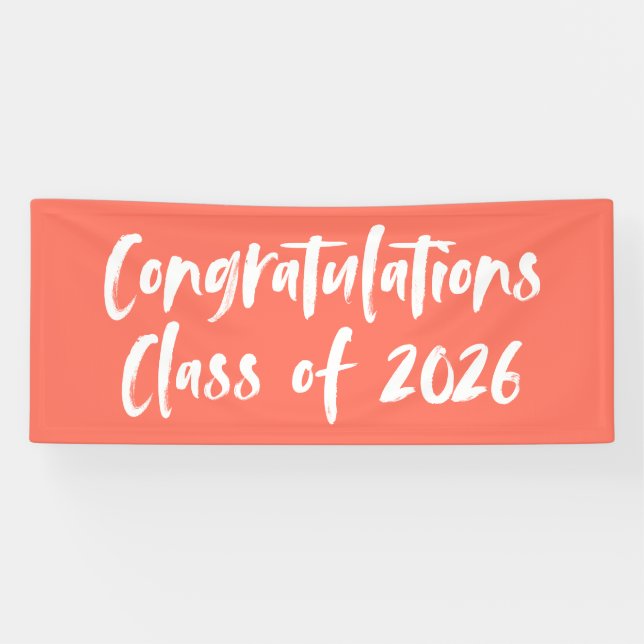 Congratulations Class of 2026 Coral Graduation Banner (Horizontal)
