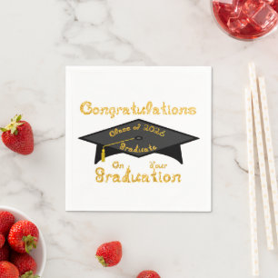 Congratulations Class of 2026 Graduate Black Cap Napkins