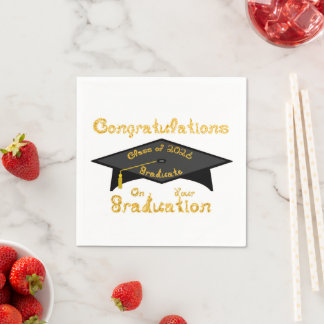 Congratulations Class of 2026 Graduate Black Cap Napkins