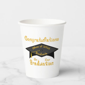 Congratulations Class of 2026 Graduate Black Cap Paper Cups