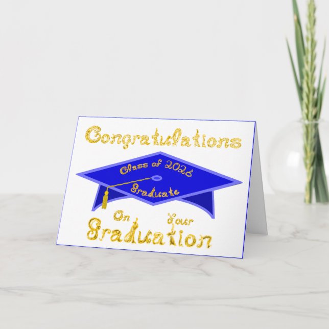 Congratulations Class of 2026 Graduate Blue Gold Card (Front)