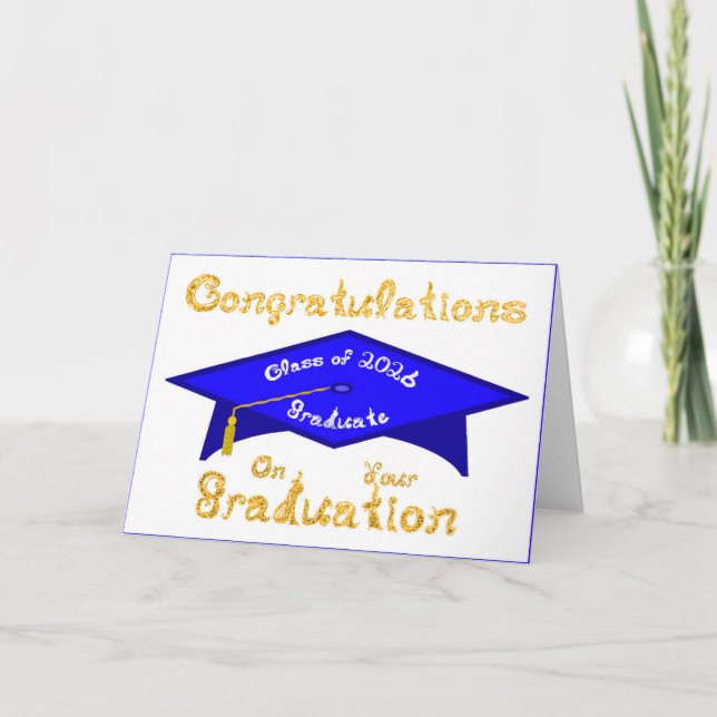 Congratulations Class of 2026 Graduate Blue White Card (Front)