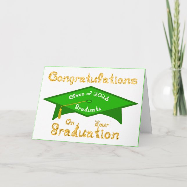 Congratulations Class of 2026 Graduate Green White Card (Front)