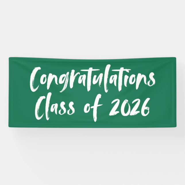 Congratulations Class of 2026 Green Graduation Banner (Horizontal)