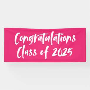Congratulations Class of 2026 Hot Pink Graduation Banner