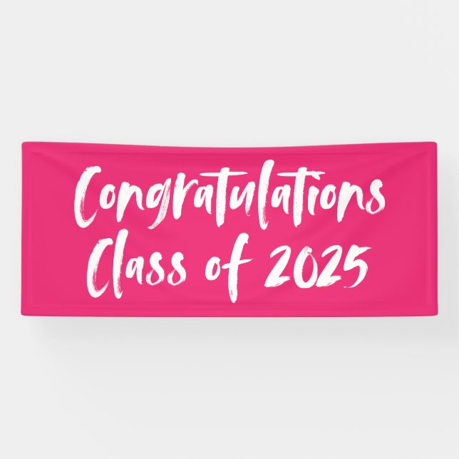 Congratulations Class of 2026 Hot Pink Graduation Banner (Horizontal)