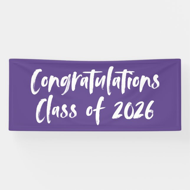Congratulations Class of 2026 Purple Graduation Banner (Horizontal)