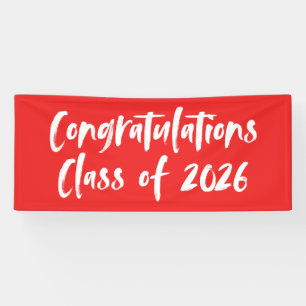 Congratulations Class of 2026 Red Graduation Banner
