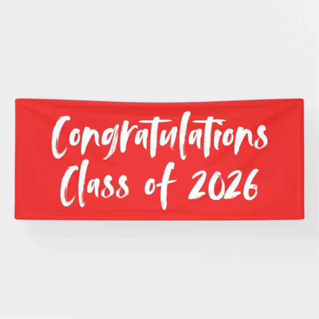 Congratulations Class of 2026 Red Graduation Banner (Horizontal)