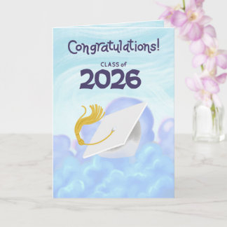 Congratulations Class of 2026 White Graduation Cap Card