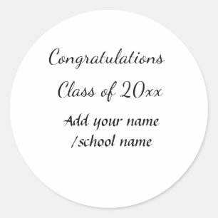 Congratulations class of add year name school col classic round sticker