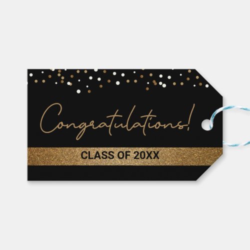 Congratulations Class of Custom Gold black Grad Gift Tags