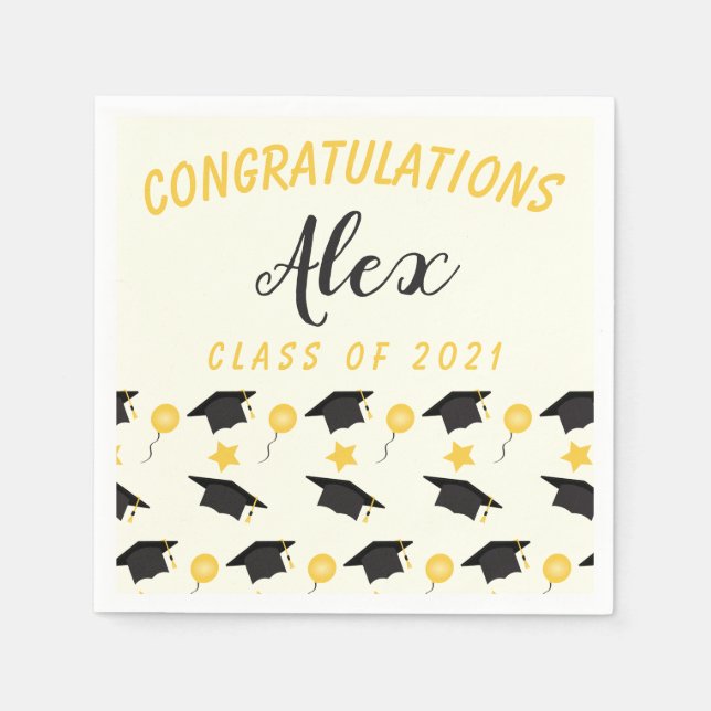 Congratulations Class Of Graduate Customize Name   Napkins (Front)